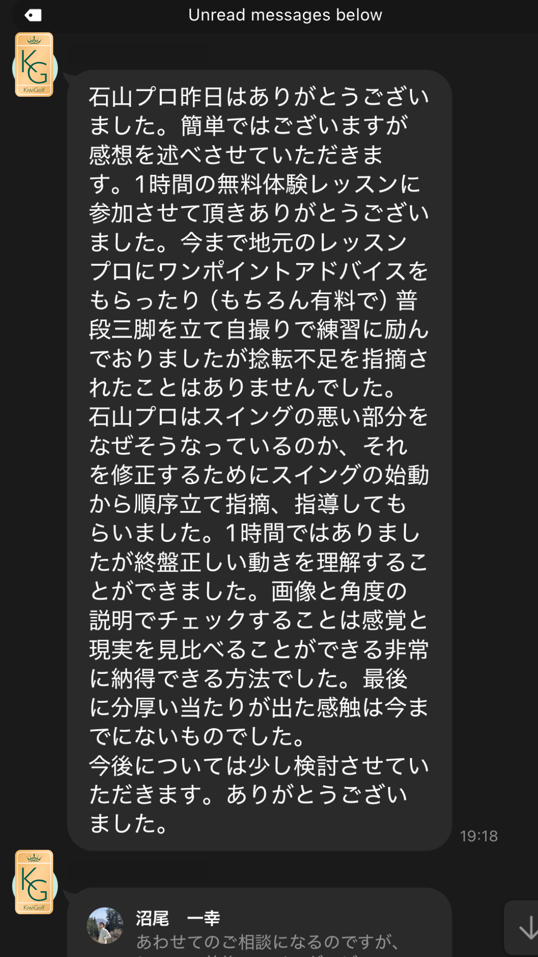 KiwiGolf コーチによるスイングレビュー例